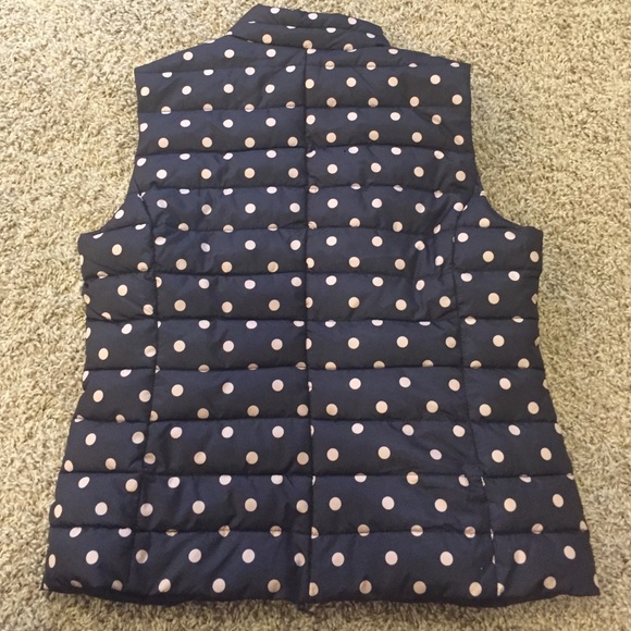Loft Navy Polka Dot Puffer Vest, Small - Picture 4 of 4